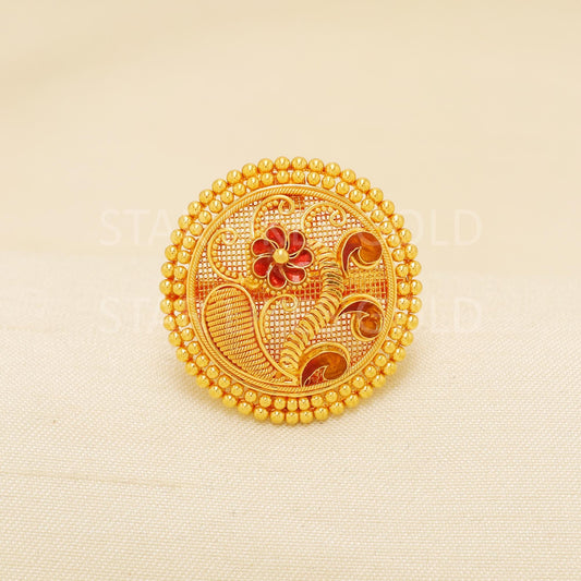 Handcrafted 22k Pure Gold handmade Rings - Artisan Jewelry, 22k Jewelry, Designer Gold Ring, Hallmarked, PR1952