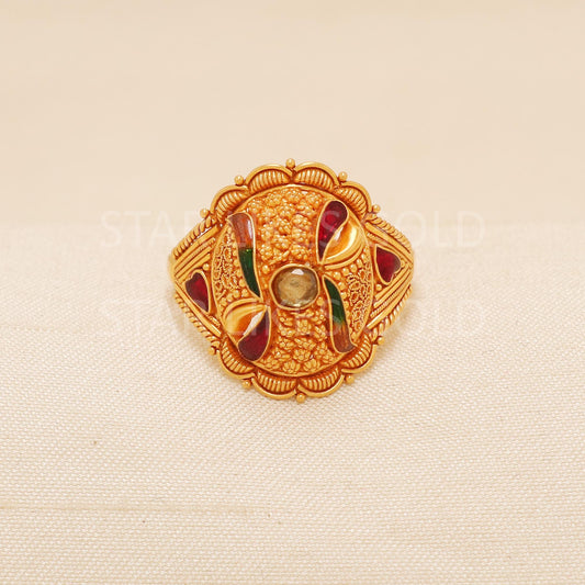 Handcrafted 22k Pure Gold handmade Rings - Artisan Jewelry, 22k Jewelry, Designer Gold Ring, Hallmarked, PR1982