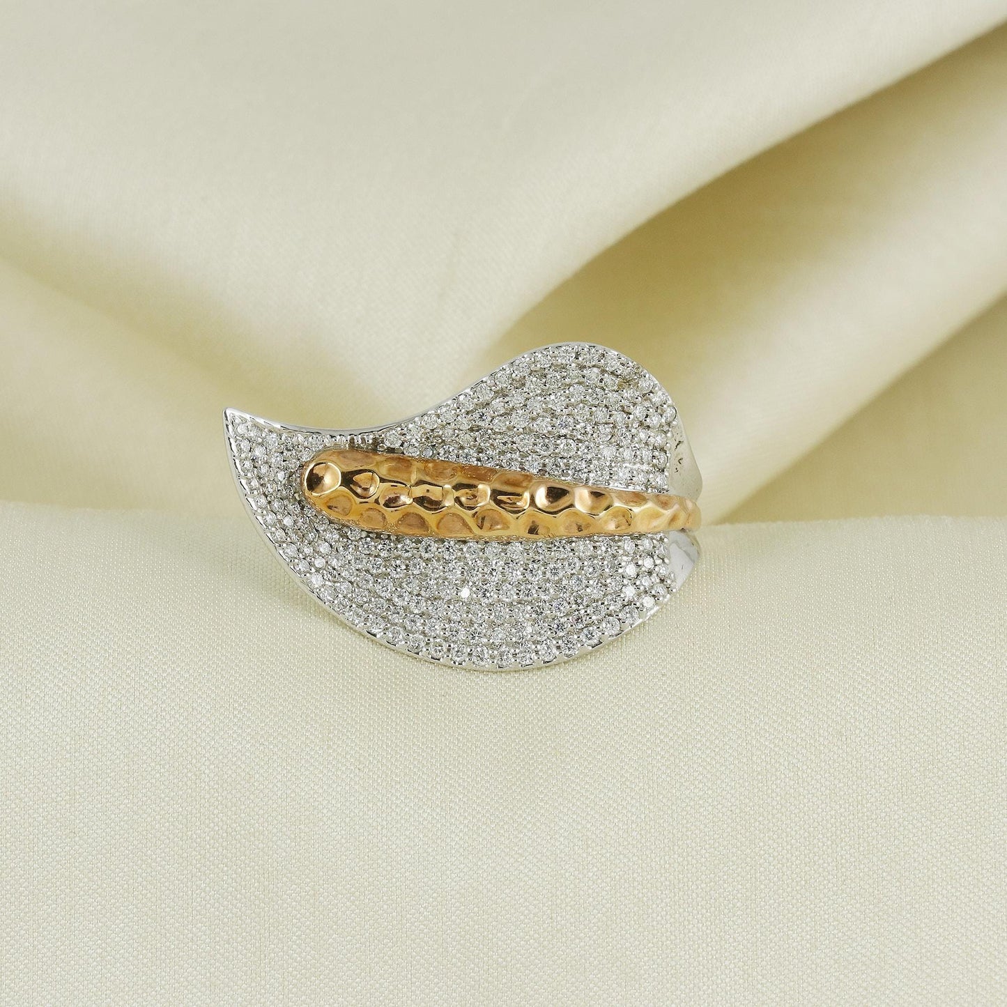 Natural Diamond Ring in 14k White Gold from India, Real Gold Ring, Handmade Gold Ring Jewelry, AN21