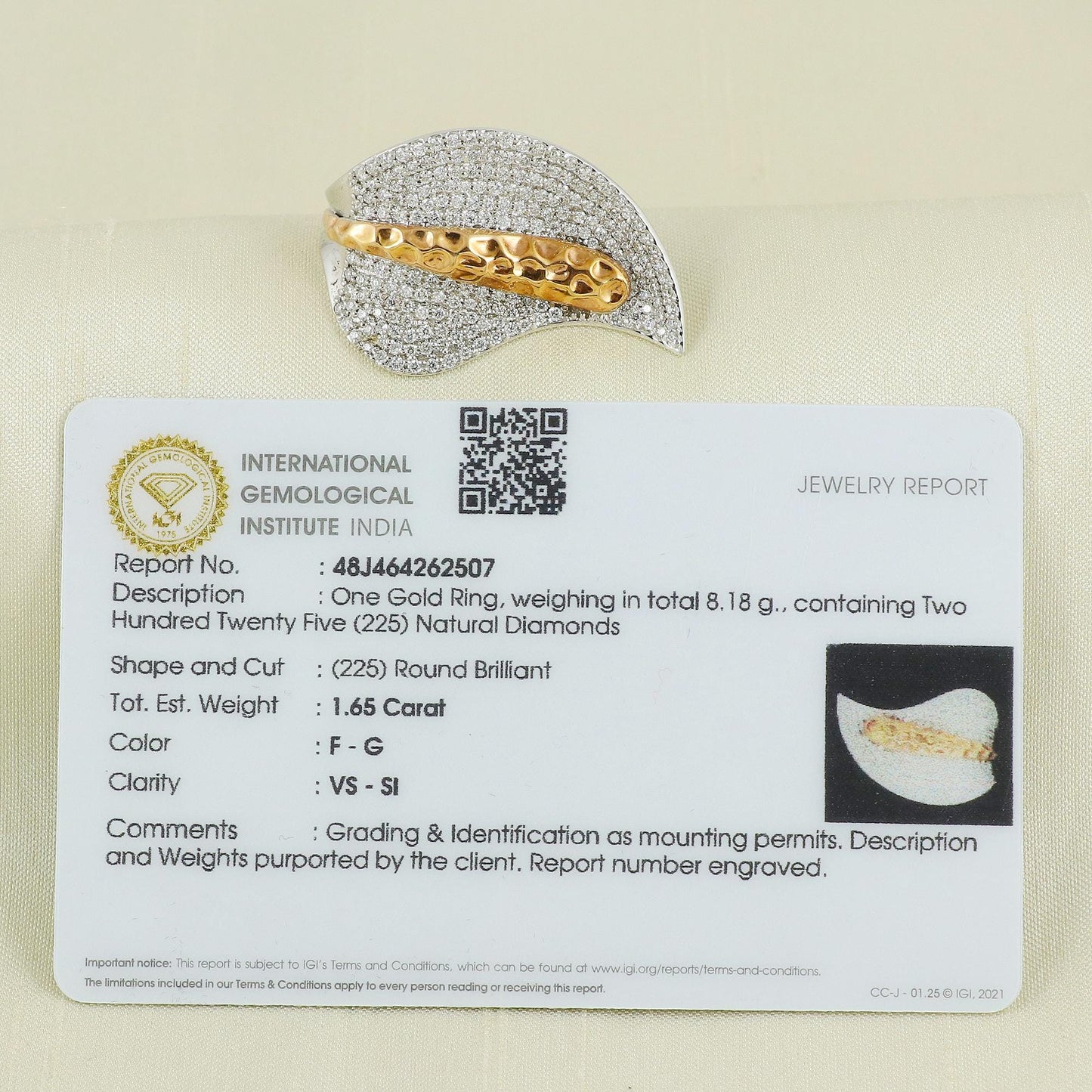 Natural Diamond Ring in 14k White Gold from India, Real Gold Ring, Handmade Gold Ring Jewelry, AN21