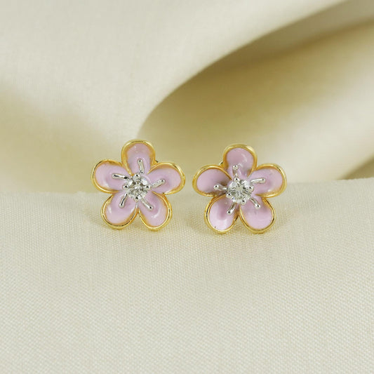 Handmade Natural Diamond Earrings from India,14K gold Wt 3.3g, Diamond 0.24cts, 12*12mm , AN22