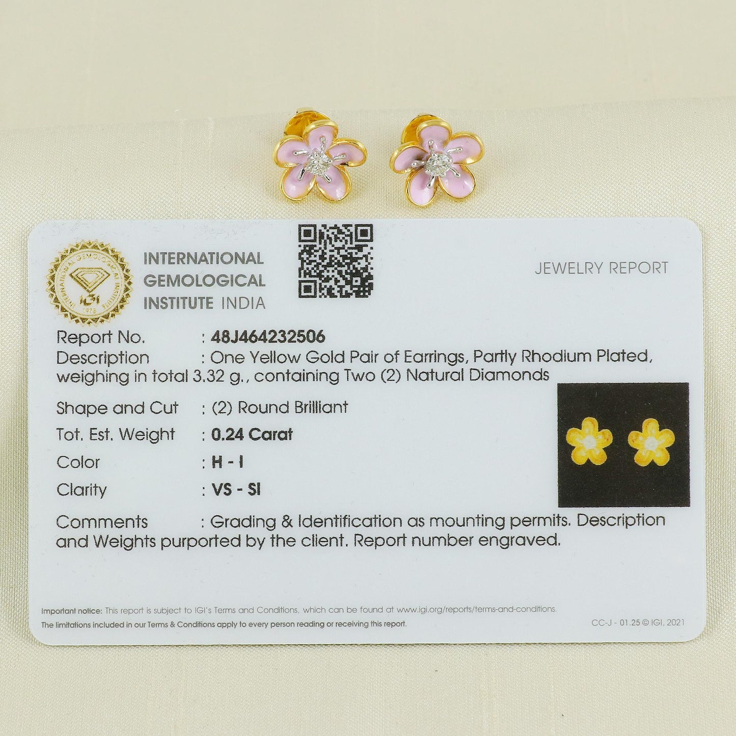 Handmade Natural Diamond Earrings from India,14K gold Wt 3.3g, Diamond 0.24cts, 12*12mm , AN22