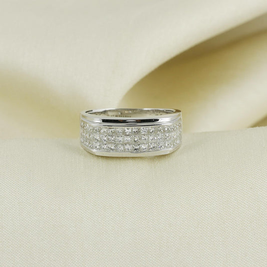 Natural Diamond Ring in 14k White Gold from India, Real Gold Ring, Handmade Gold Ring Jewelry, AN23