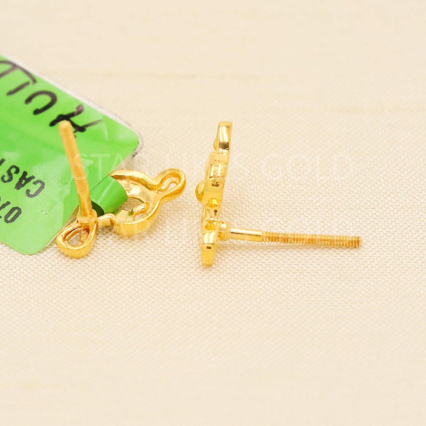 22K Gold Stud Earrings | Unique Design | Music Note, Modern Fine Designer Jewelry 916 Hallmark, PR2026