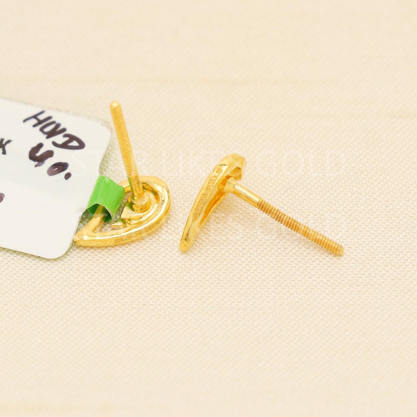 Dainty Two-Tone Gold Earrings | Leaf Gold Studs | Fine Gold Designer Earrings | Handmade Jewelry, PR2030