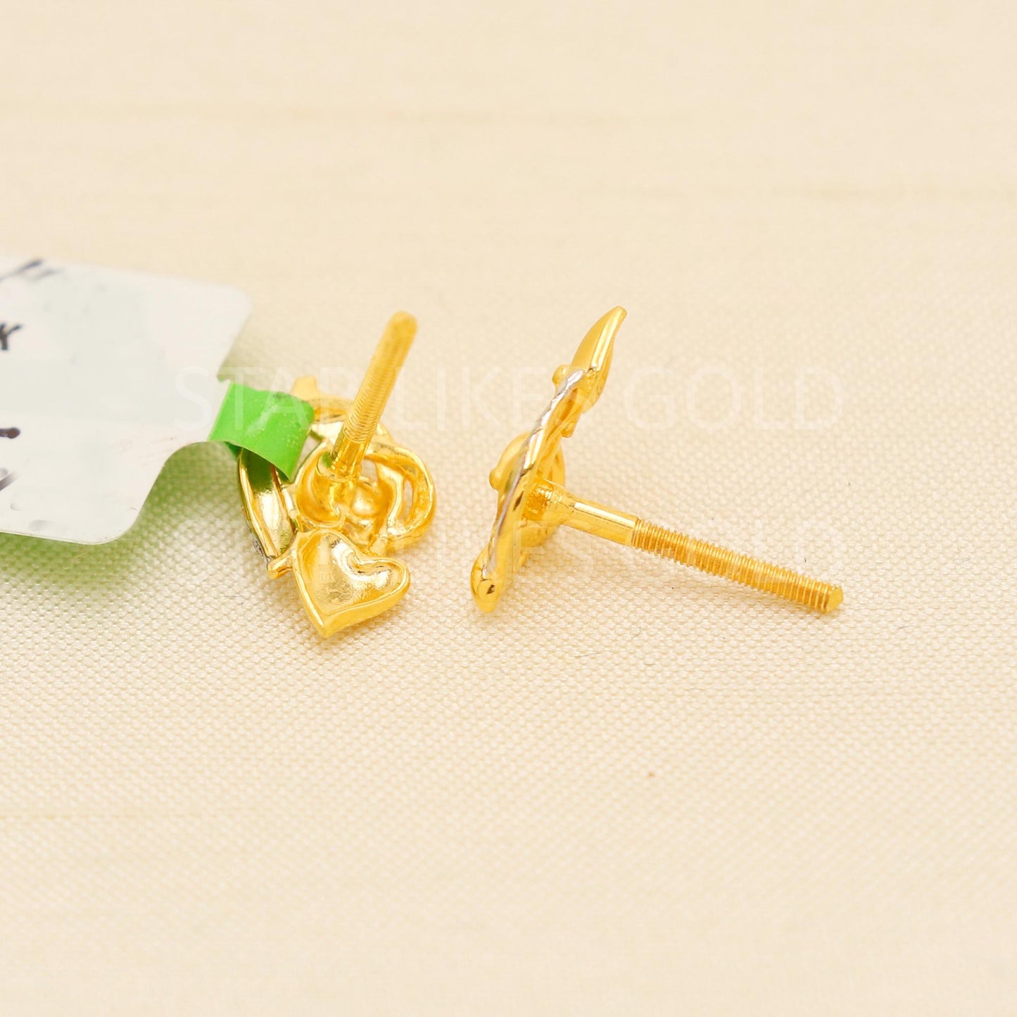 Two Tone 22K Gold Stud Earrings | Unique Design | Modern Fine Designer Jewelry 916 Hallmark, PR2038