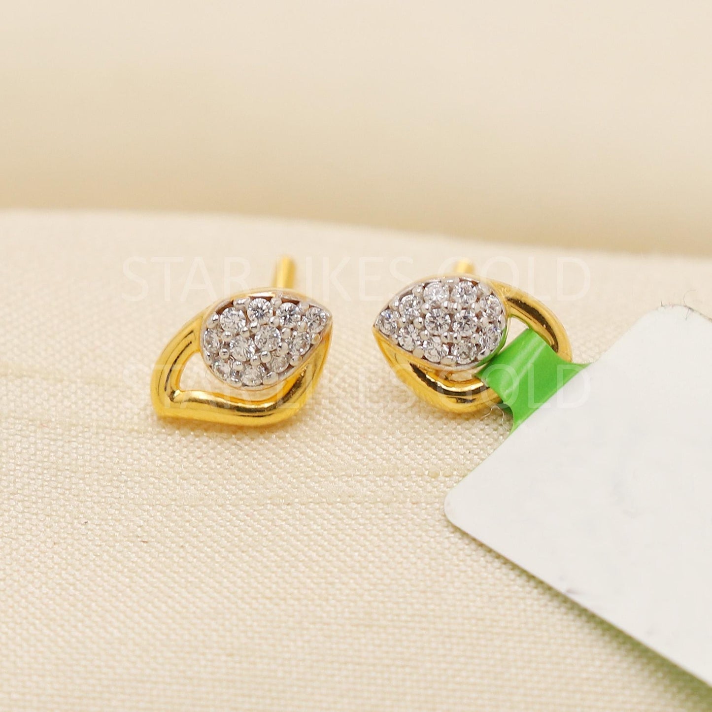 Pure 22k Gold Designer Stone Studded Paisley Earrings with Hallmark Mark, PR2039