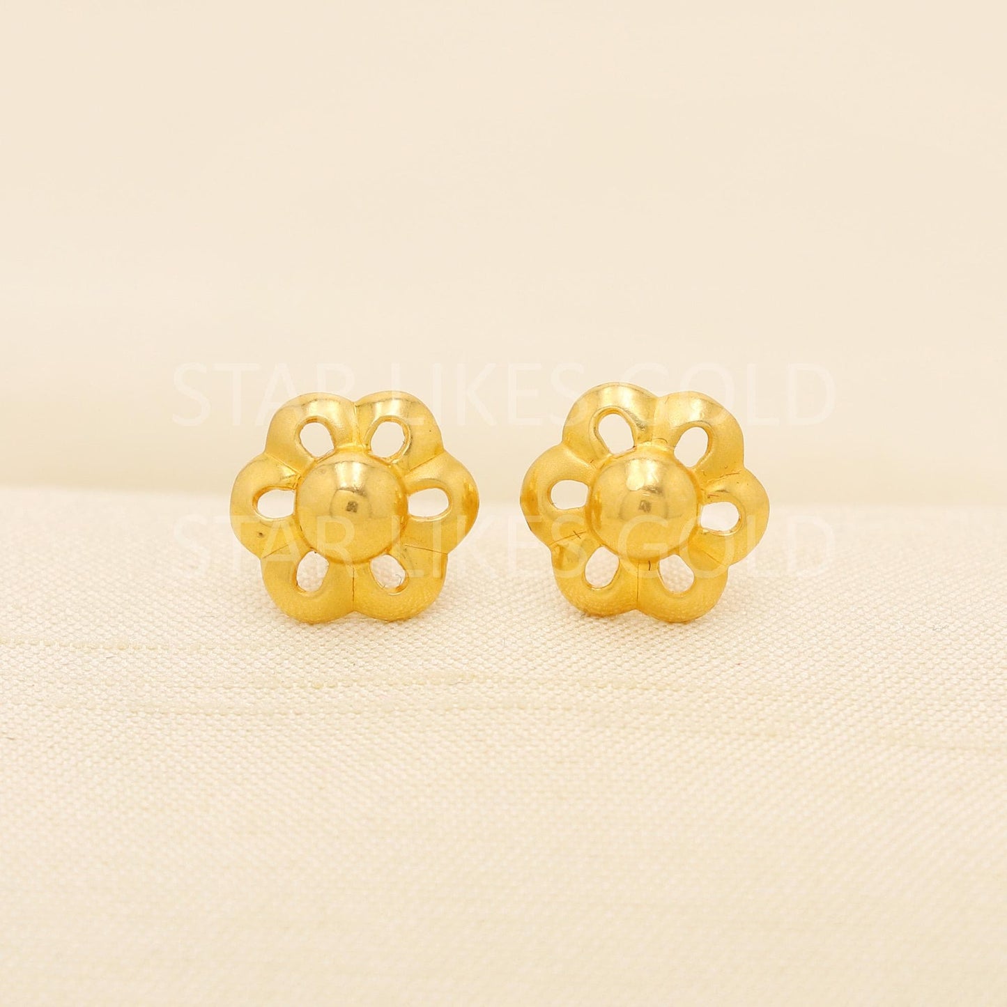 Elegant 22K Gold Blossom Studs - Classic Floral Design | Gift for Her, PR2043