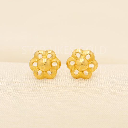 Elegant 22K Gold Blossom Studs - Classic Floral Design | Gift for Her, PR2043
