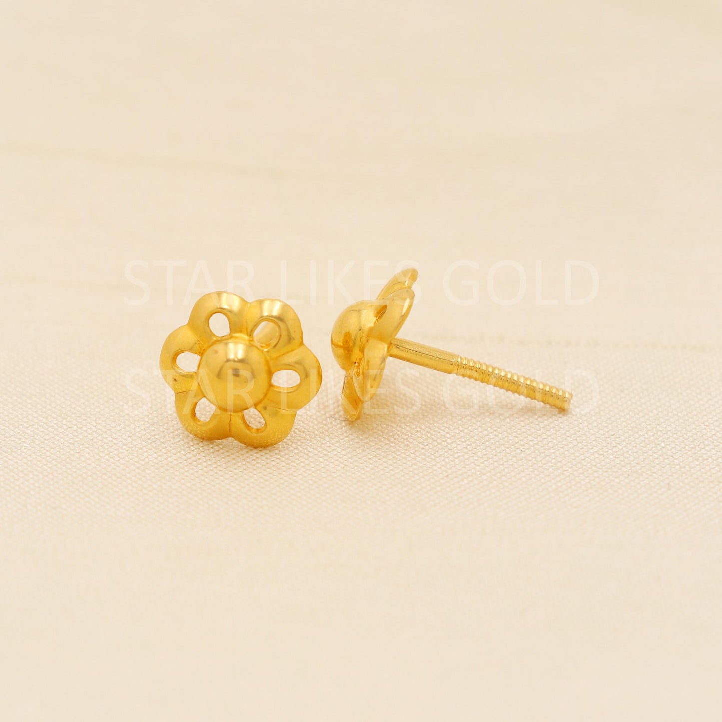 Elegant 22K Gold Blossom Studs - Classic Floral Design | Gift for Her, PR2043