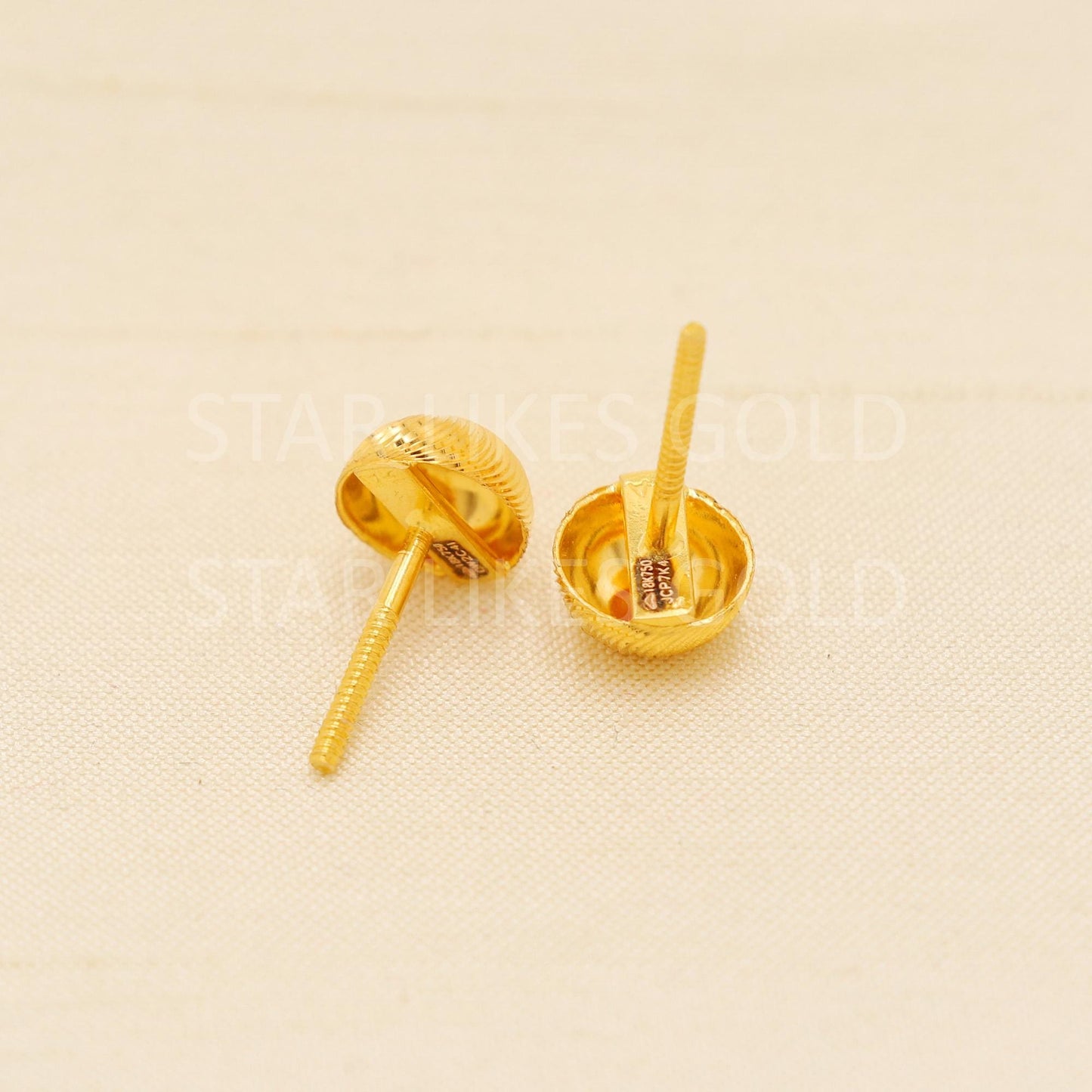 Designer Pure 18k 18 karat gold small stud earrings jewelry, PR2058