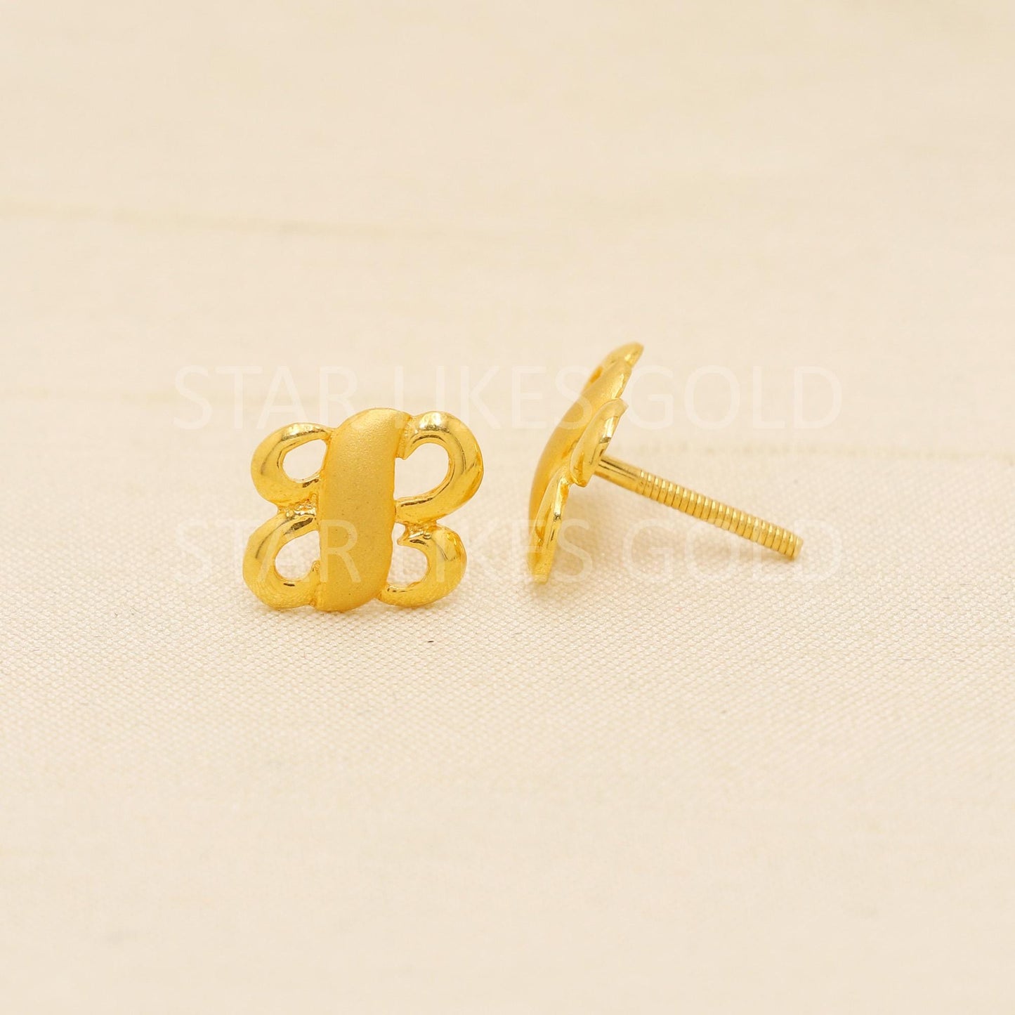 Unique 22k Gold Studs, Modern Design Stud Earrings, Solid Gold Studs, Daily Wear Studs, Anniversary Gift, Gift for Her, PR2067