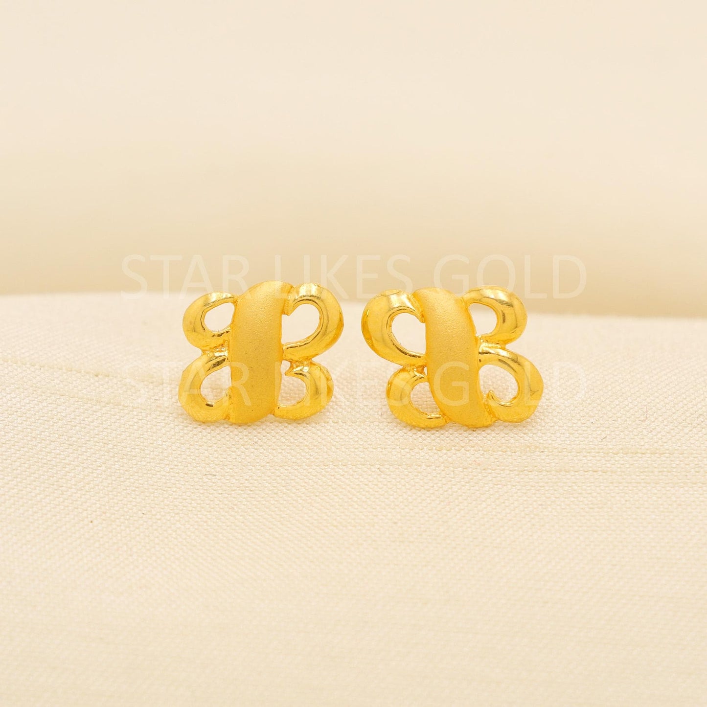 Unique 22k Gold Studs, Modern Design Stud Earrings, Solid Gold Studs, Daily Wear Studs, Anniversary Gift, Gift for Her, PR2067
