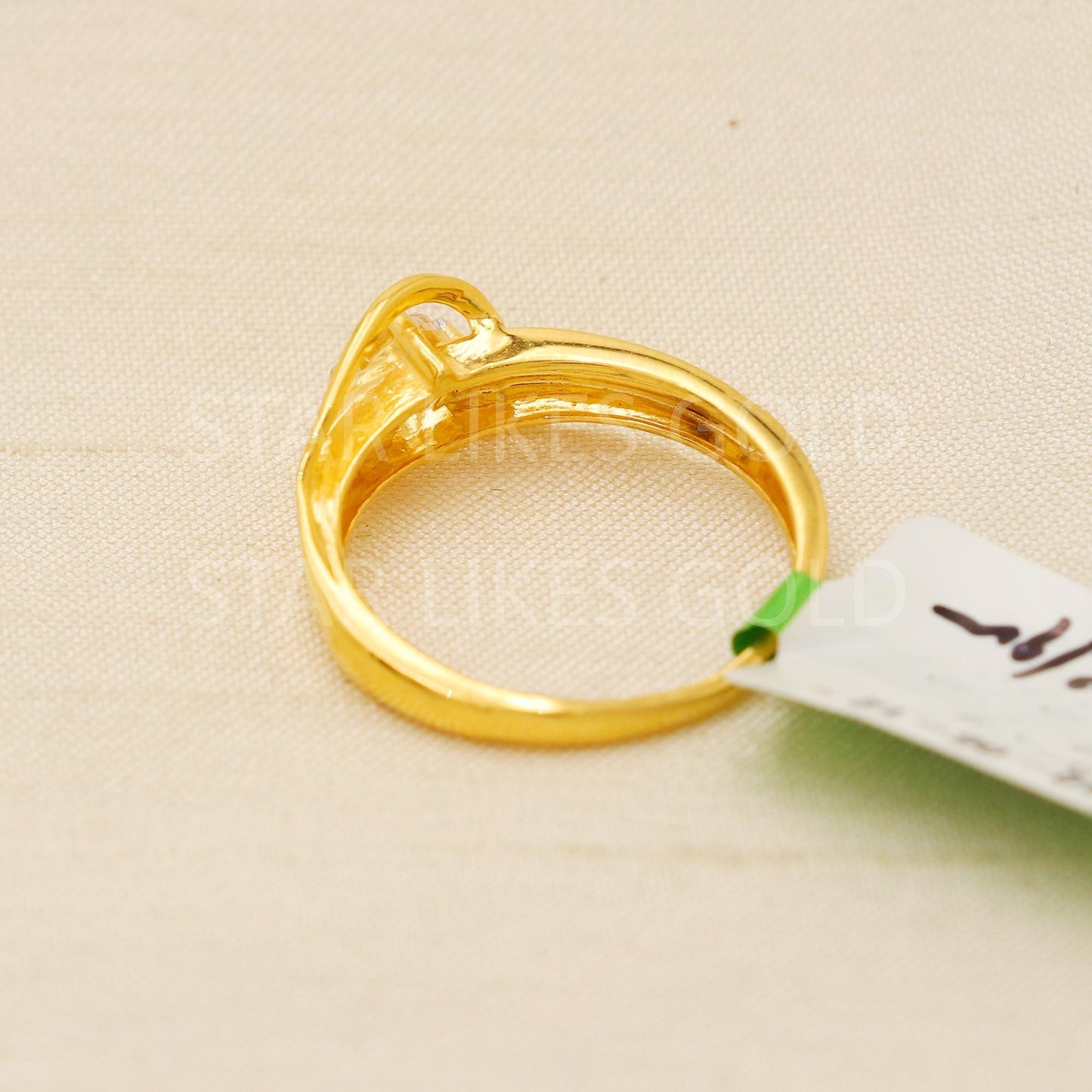 Modern 22K Gold Minimalist Designer Ring with Sparkling CZ Stone