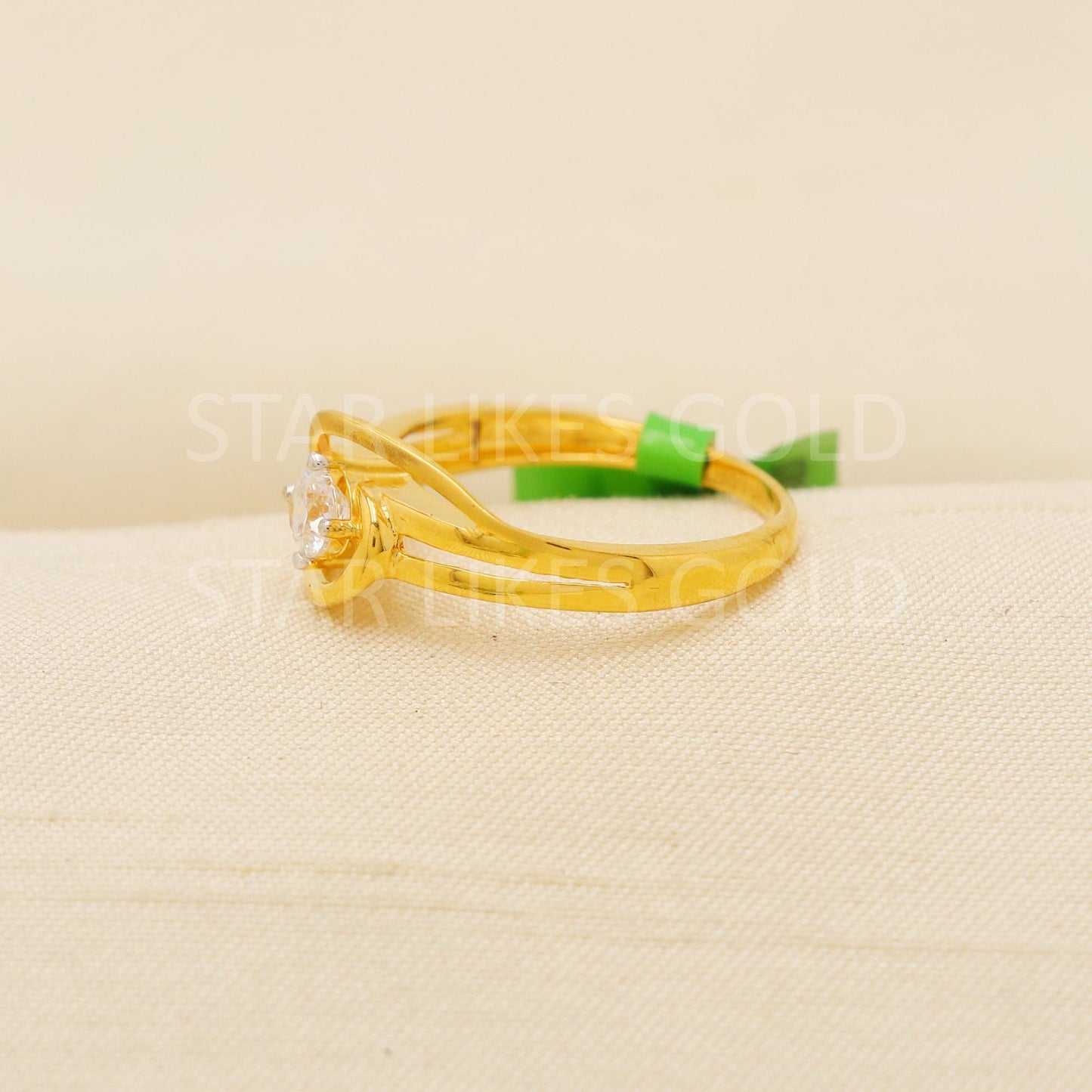 Modern 22K Gold Minimalist Designer Ring with Sparkling CZ Stone