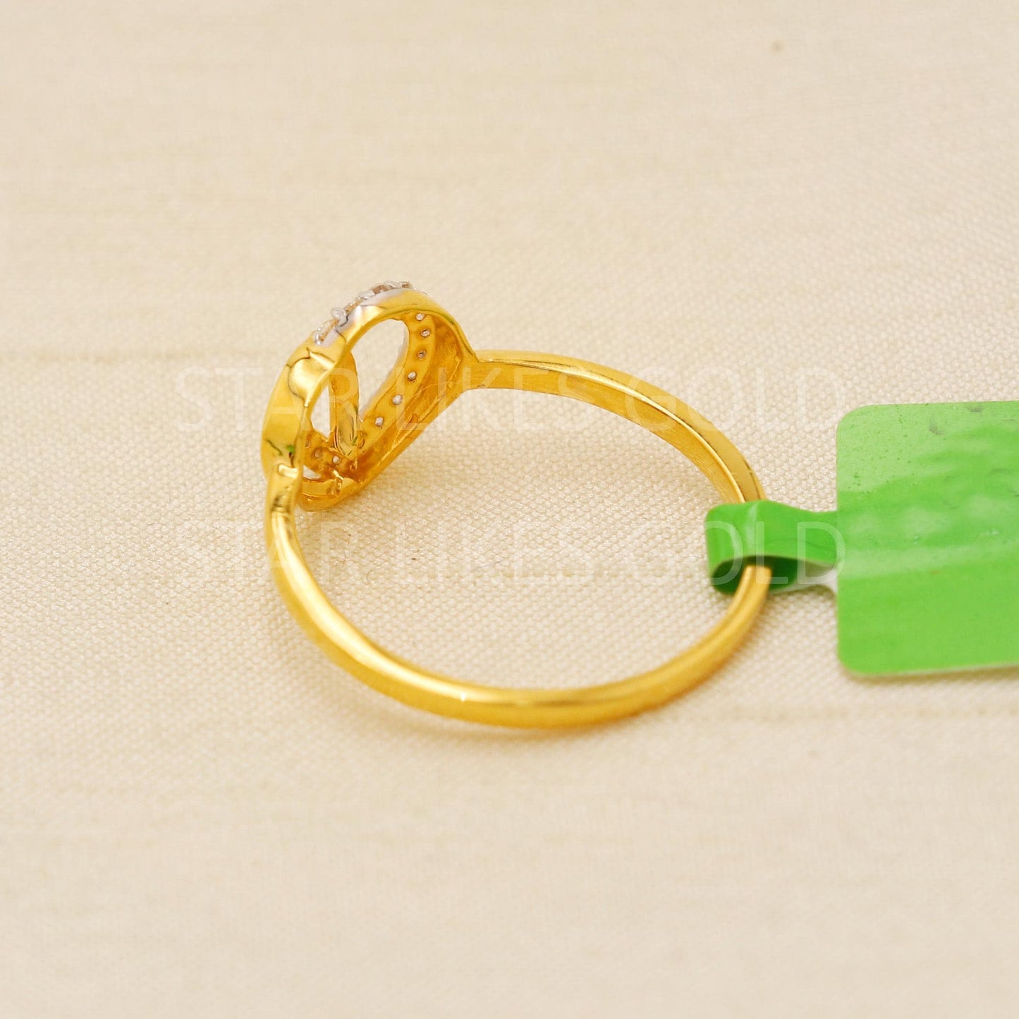 zircon Solid 22 Karat 22k Gold Handmade Ring Jewelry Women Heart Ring