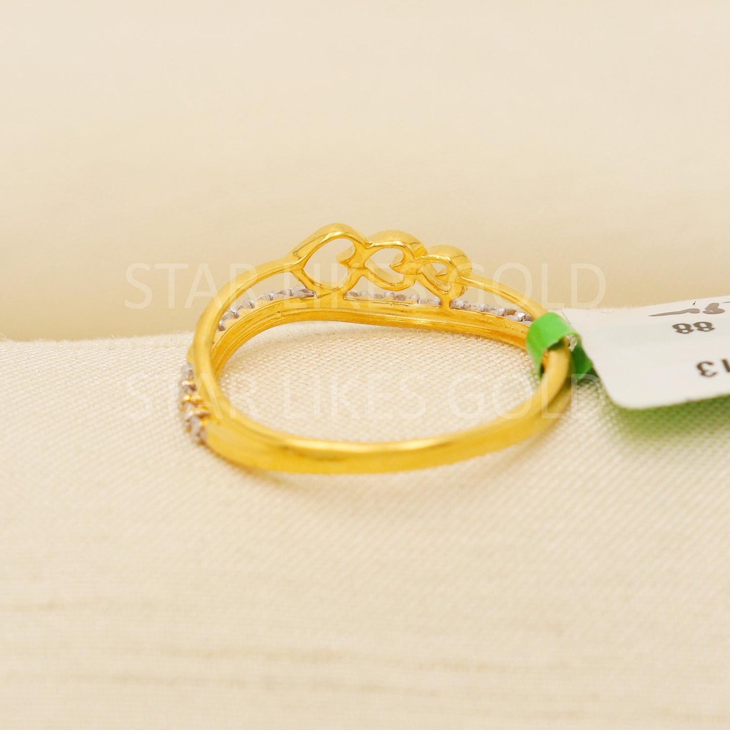 Heart Zircon Solid 22K Gold Minimalist Designer Ring with Sparkling CZ Stone