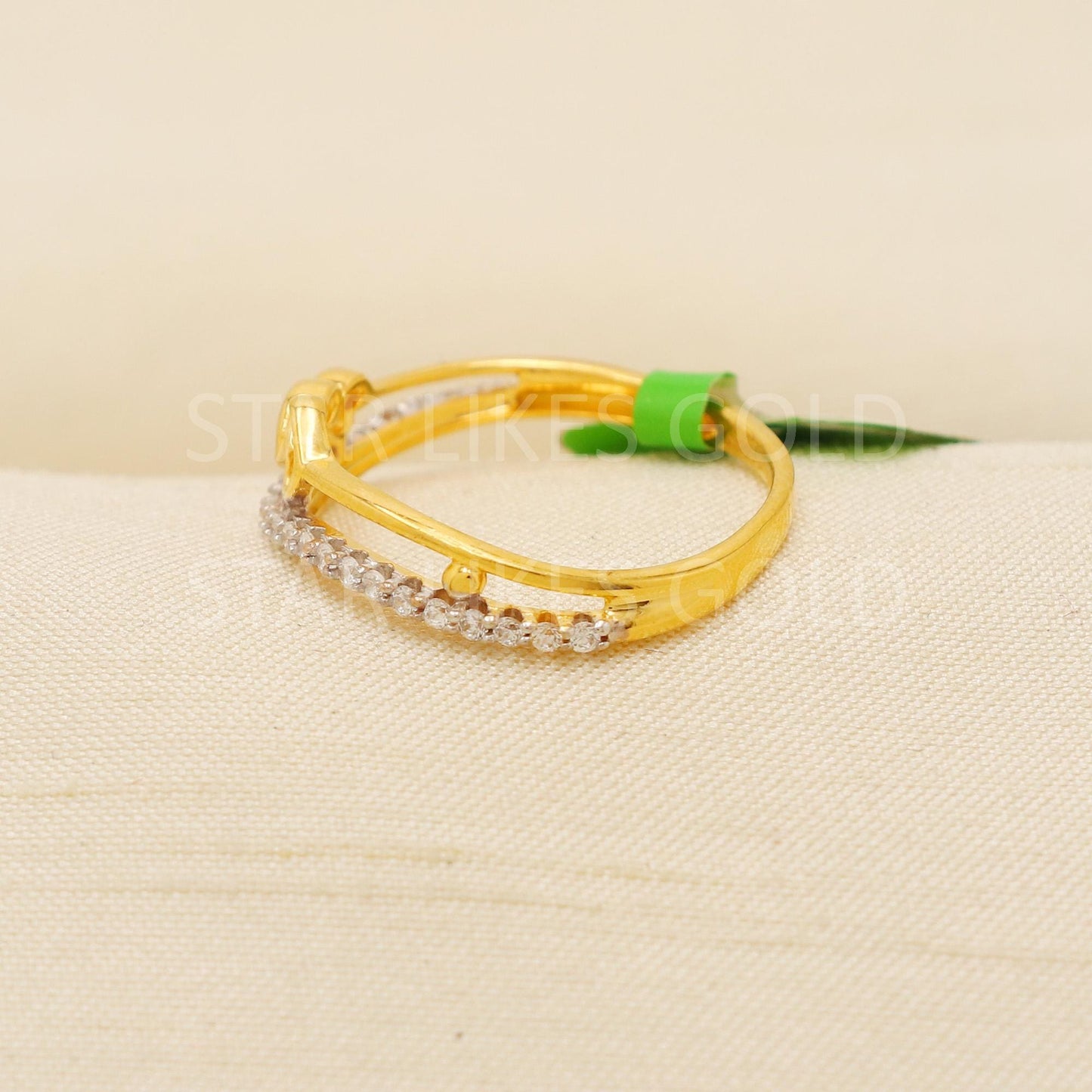 Heart Zircon Solid 22K Gold Minimalist Designer Ring with Sparkling CZ Stone
