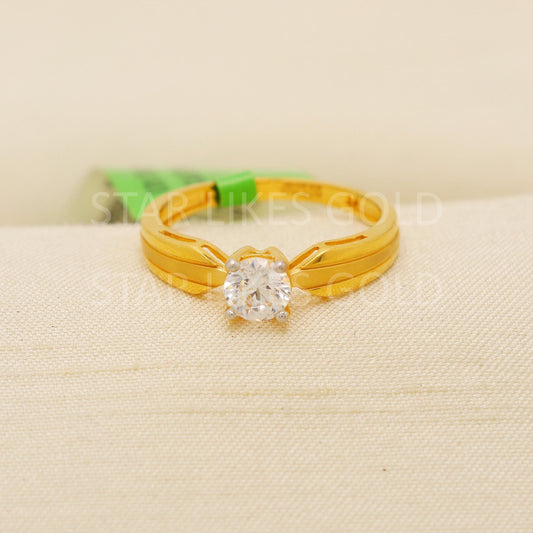 Modern 22K Gold Minimalist Designer Ring with Sparkling CZ Stone, PR2220