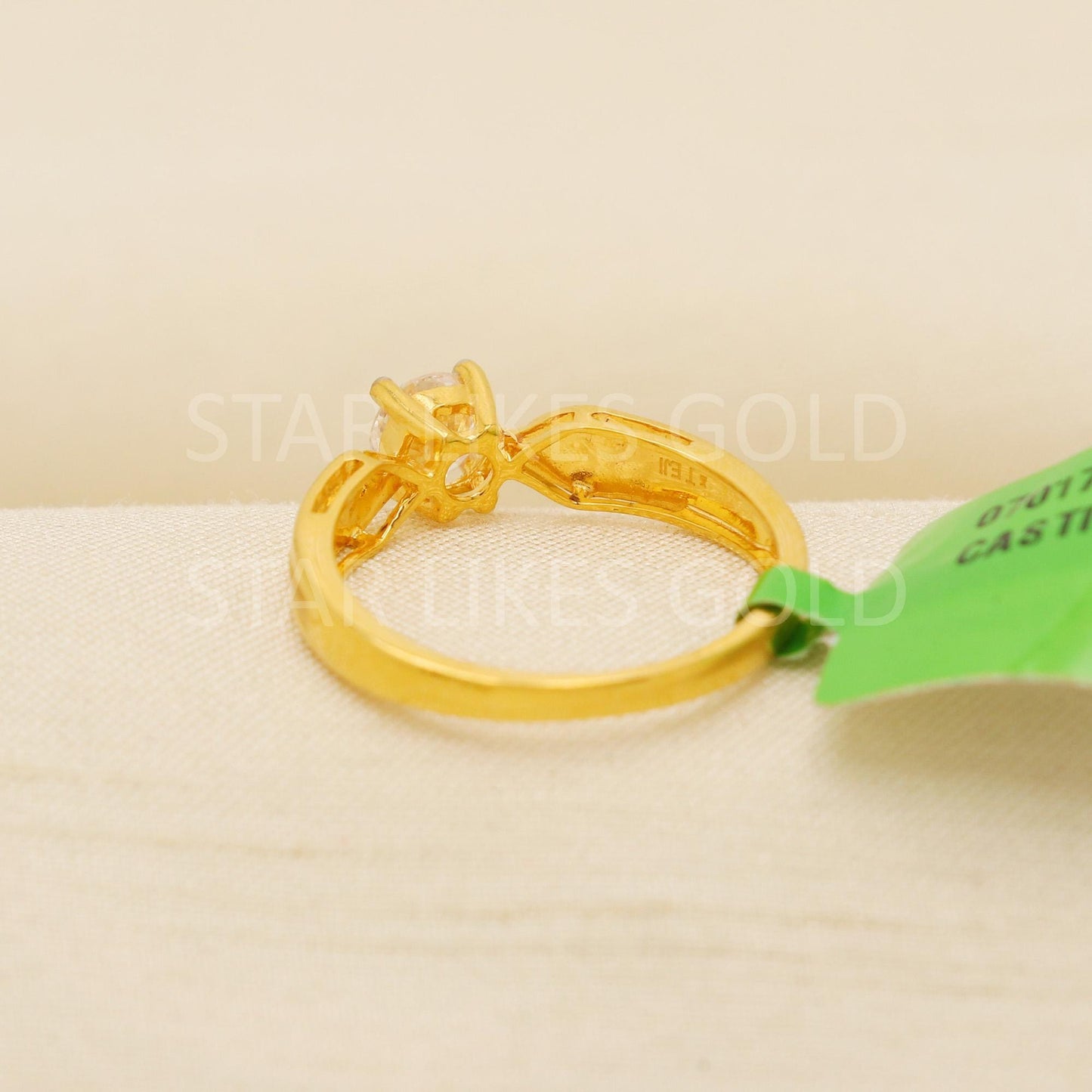 Modern 22K Gold Minimalist Designer Ring with Sparkling CZ Stone, PR2220