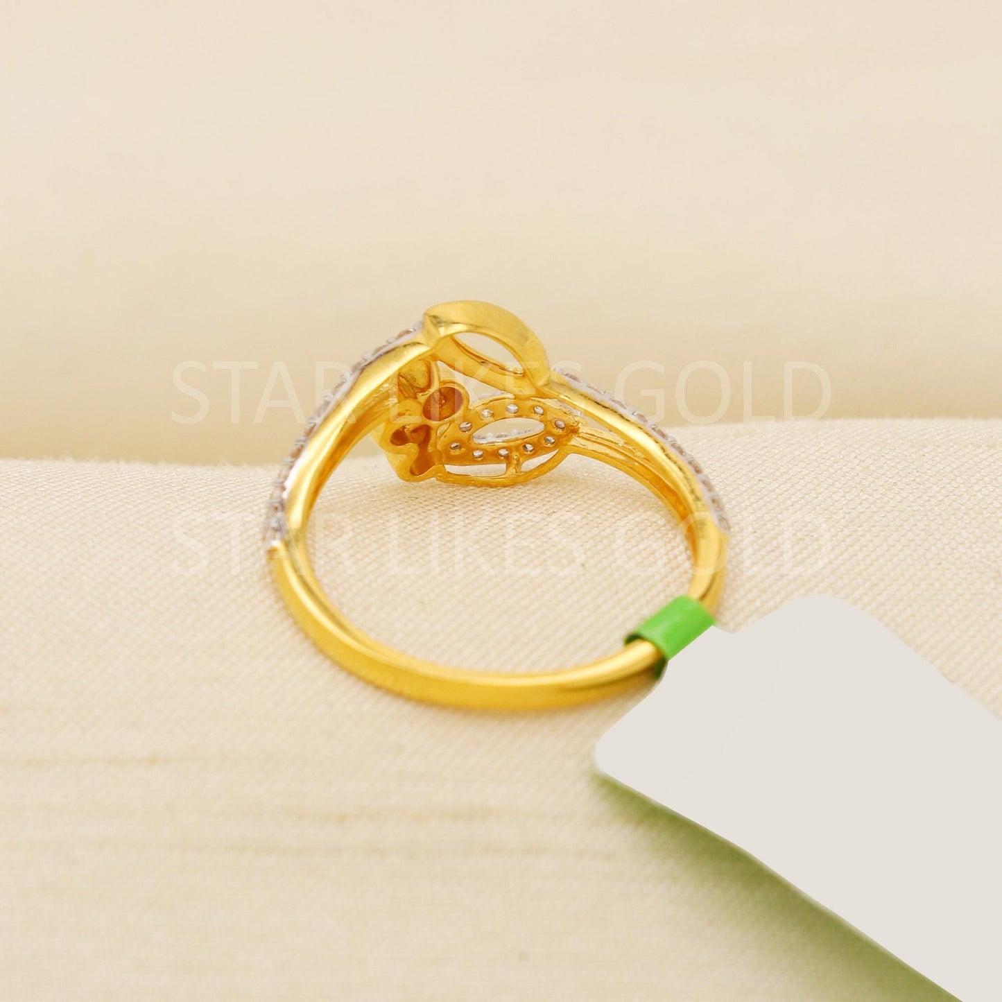 Modern 22K Gold Minimalist Designer Ring with Sparkling CZ Stone, PR2137