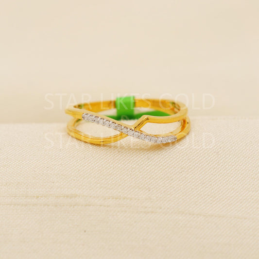 Modern 22K Gold Minimalist Designer Ring with Sparkling CZ Stone, PR2138