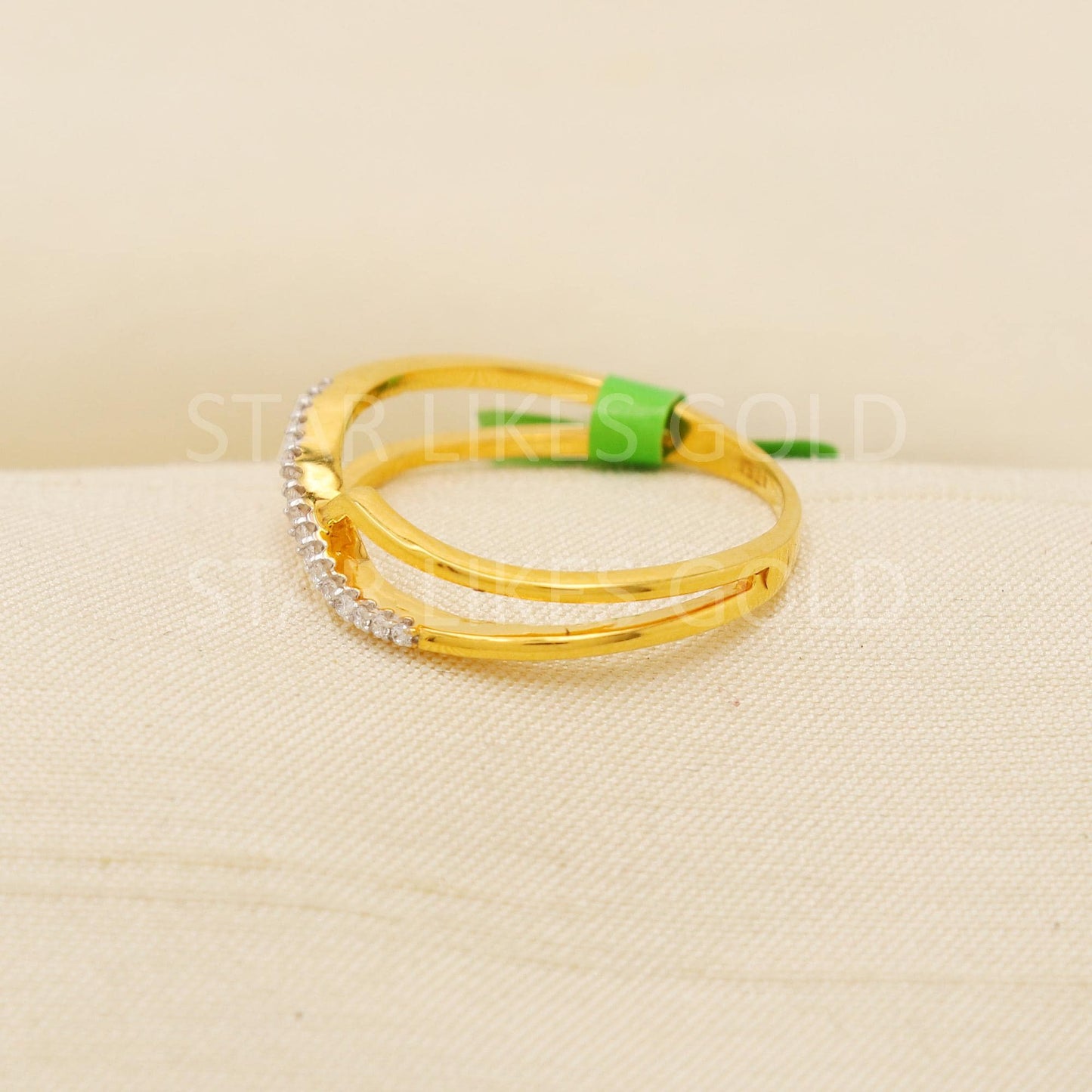 Modern 22K Gold Minimalist Designer Ring with Sparkling CZ Stone, PR2138