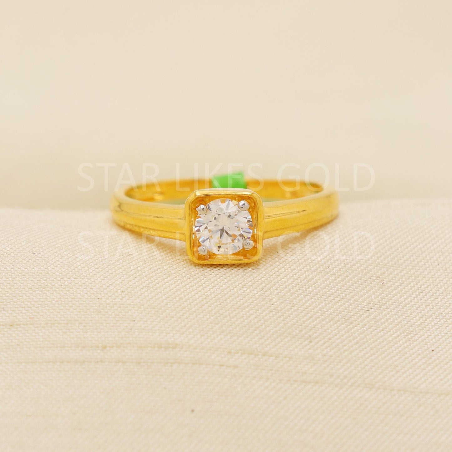 Modern 22K Gold Minimalist Designer Ring with Sparkling CZ Stone, PR2139
