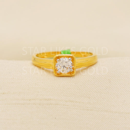 Modern 22K Gold Minimalist Designer Ring with Sparkling CZ Stone, PR2139