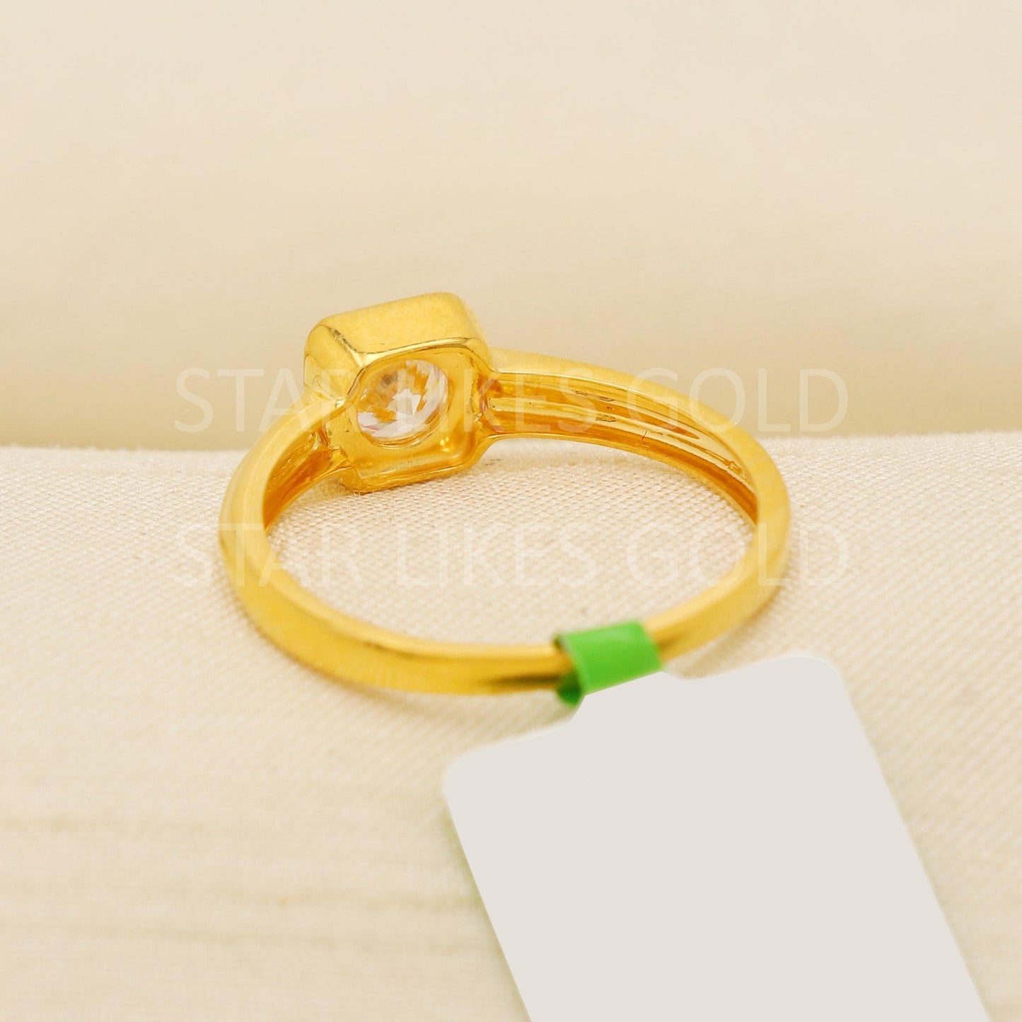 Modern 22K Gold Minimalist Designer Ring with Sparkling CZ Stone, PR2139