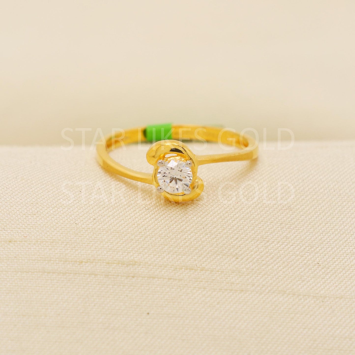Modern 22K Gold Minimalist Designer Ring with Sparkling CZ Stone, PR2141