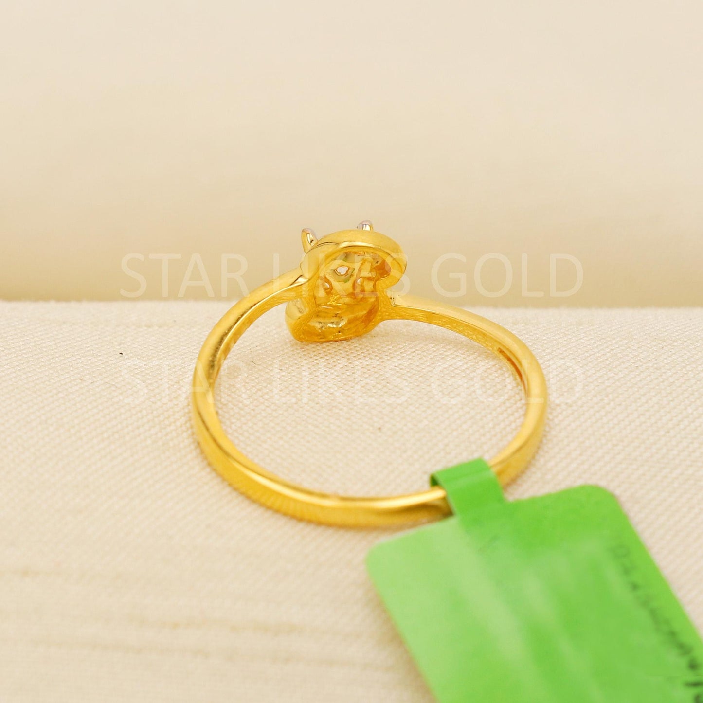Modern 22K Gold Minimalist Designer Ring with Sparkling CZ Stone, PR2141
