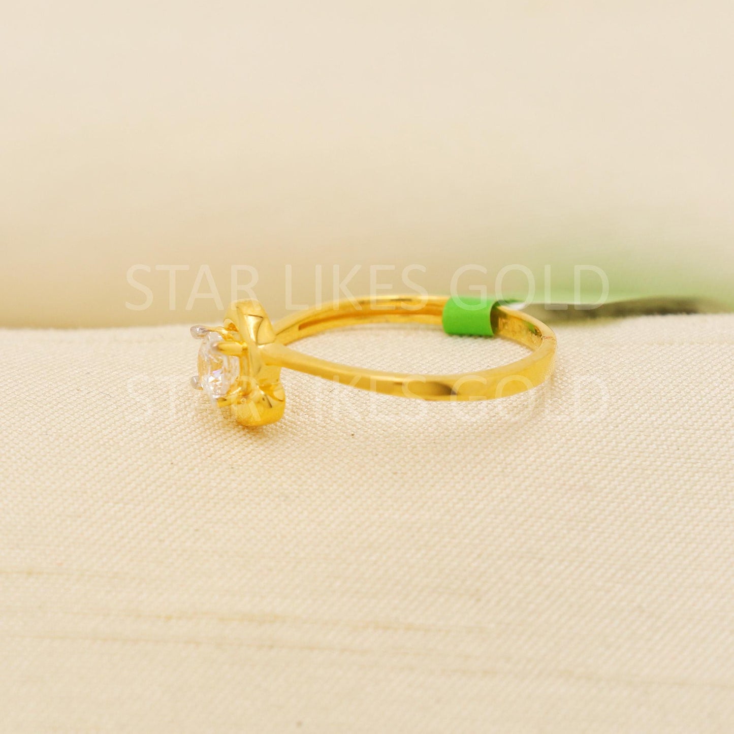 Modern 22K Gold Minimalist Designer Ring with Sparkling CZ Stone, PR2141