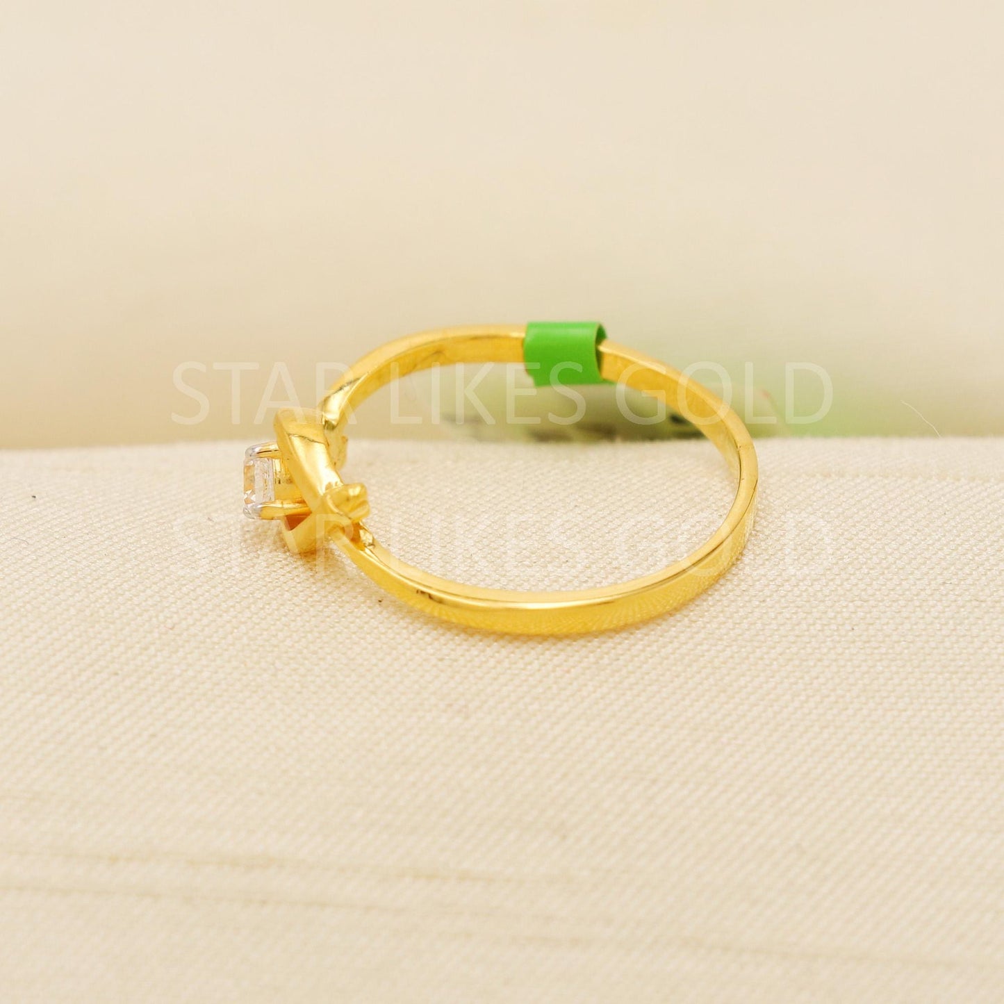 Modern 22K Gold Minimalist Designer Ring with Sparkling CZ Stone, PR2142