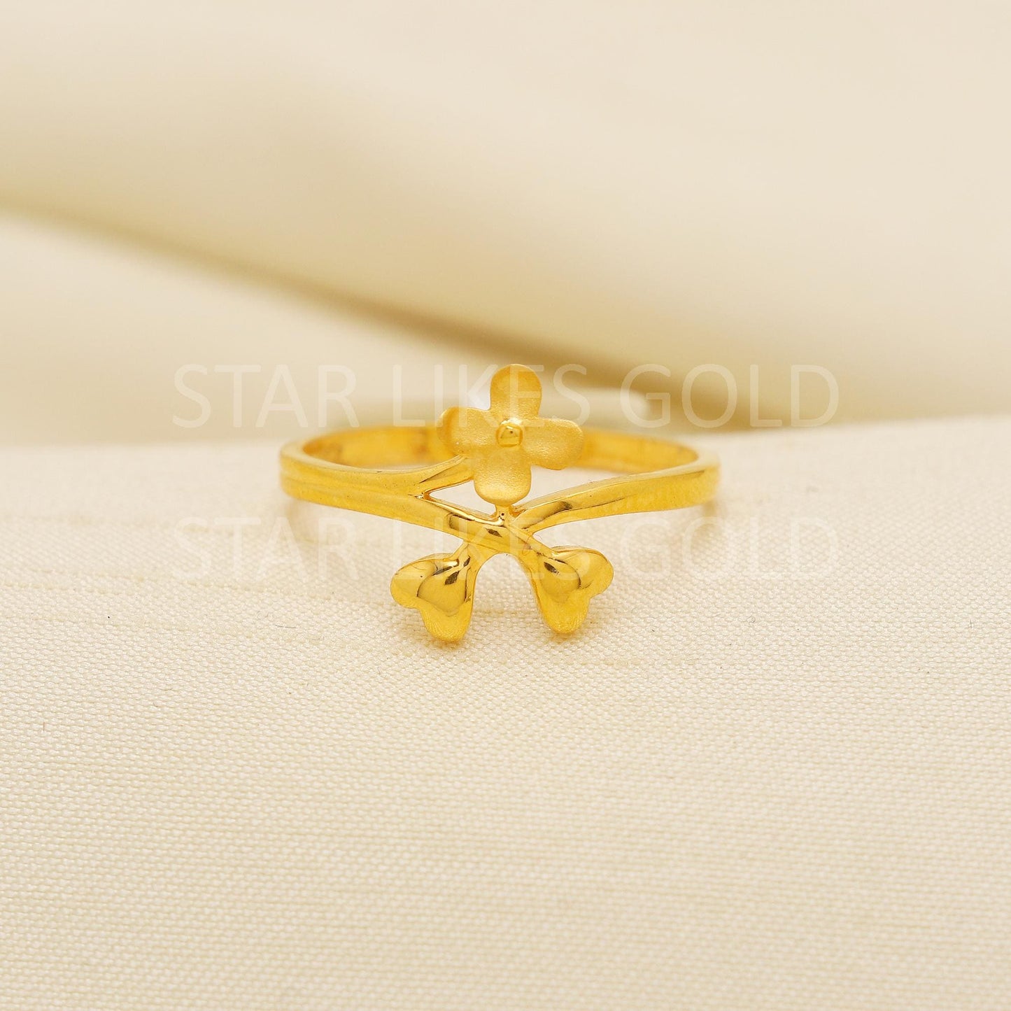 Elegant 22K Gold Dual-Layer Heart Ring with Shimmering Stone Studded Band, PR2163