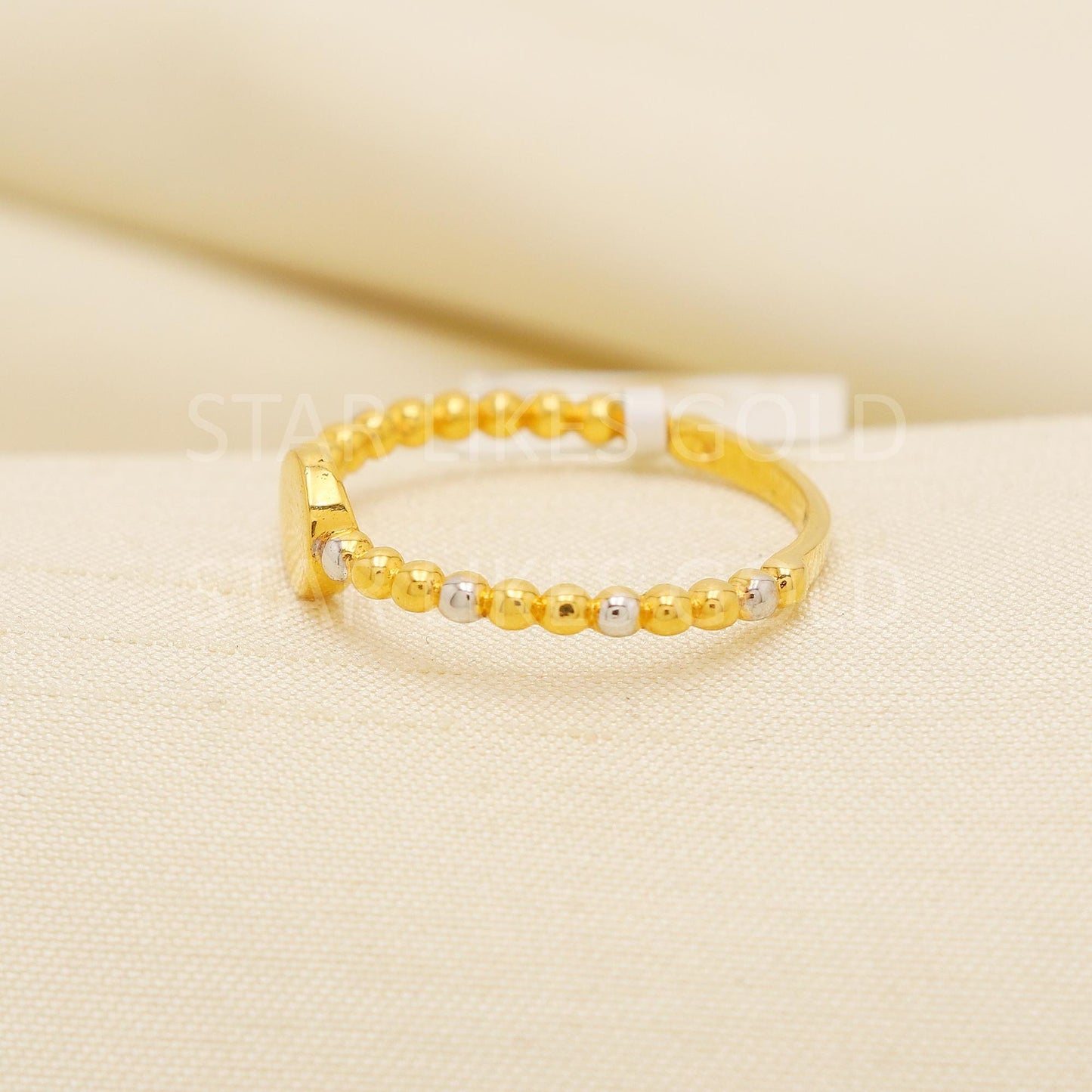 Stunning Dual-Tone 22K Gold Ball Band Ring for Modern Women, PR2166