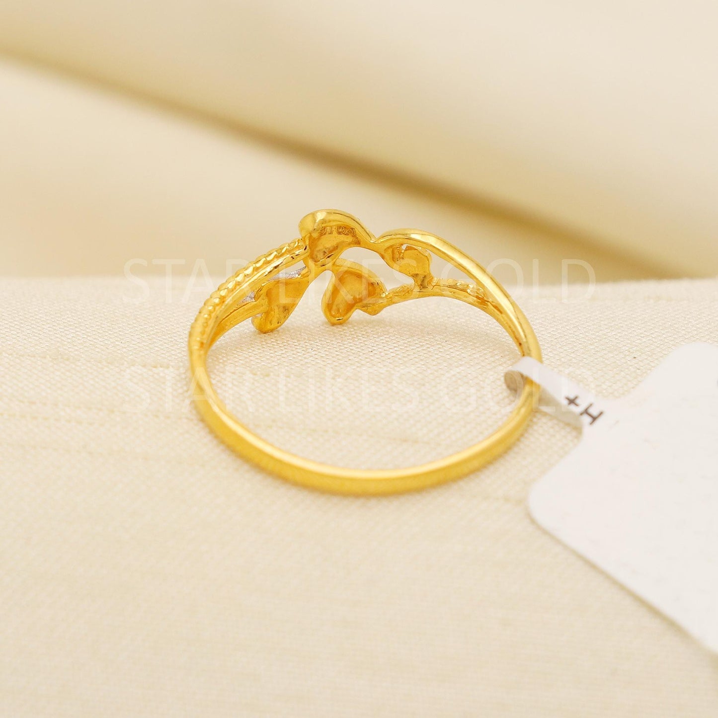 Charming 22K Gold Triple Heart Motif Ring | Two-Tone Elegant Finger Ring, PR2167