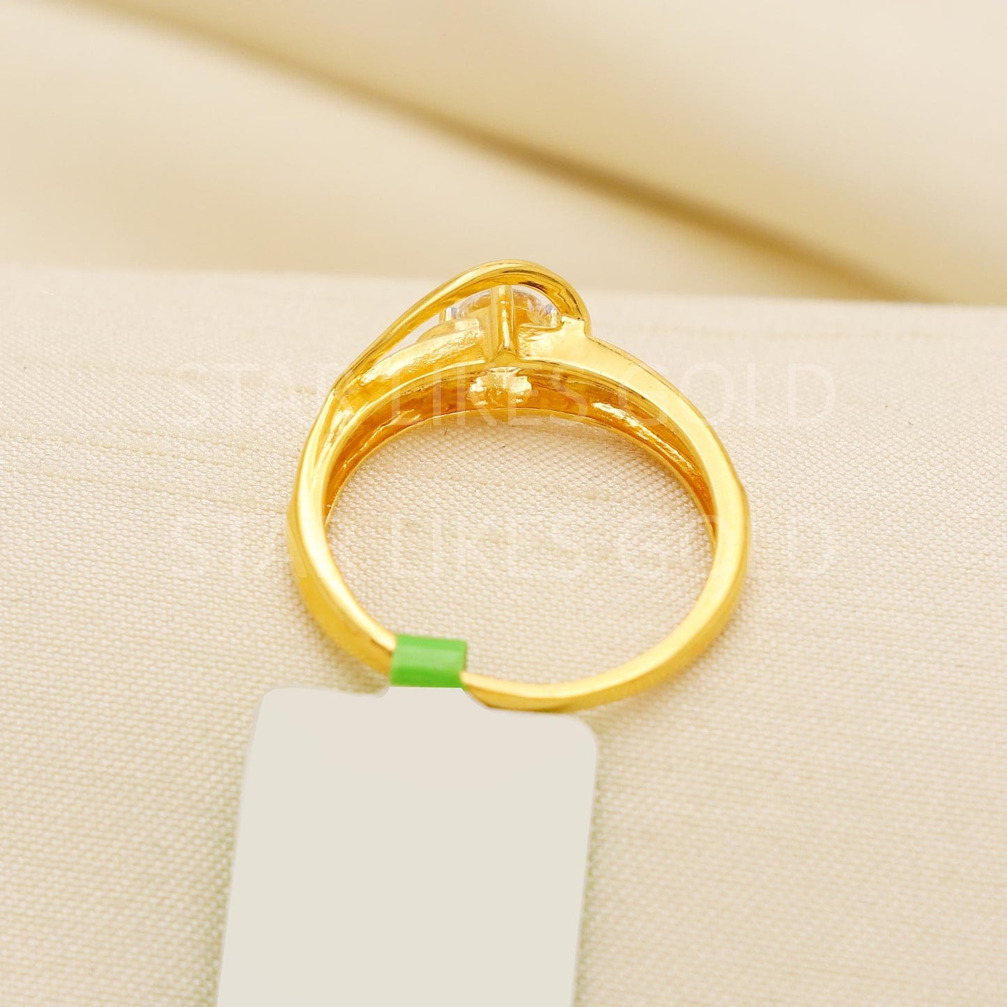 Stunning 22K Gold Solitaire-Inspired Ring with Modern Swirl Design, PR2171