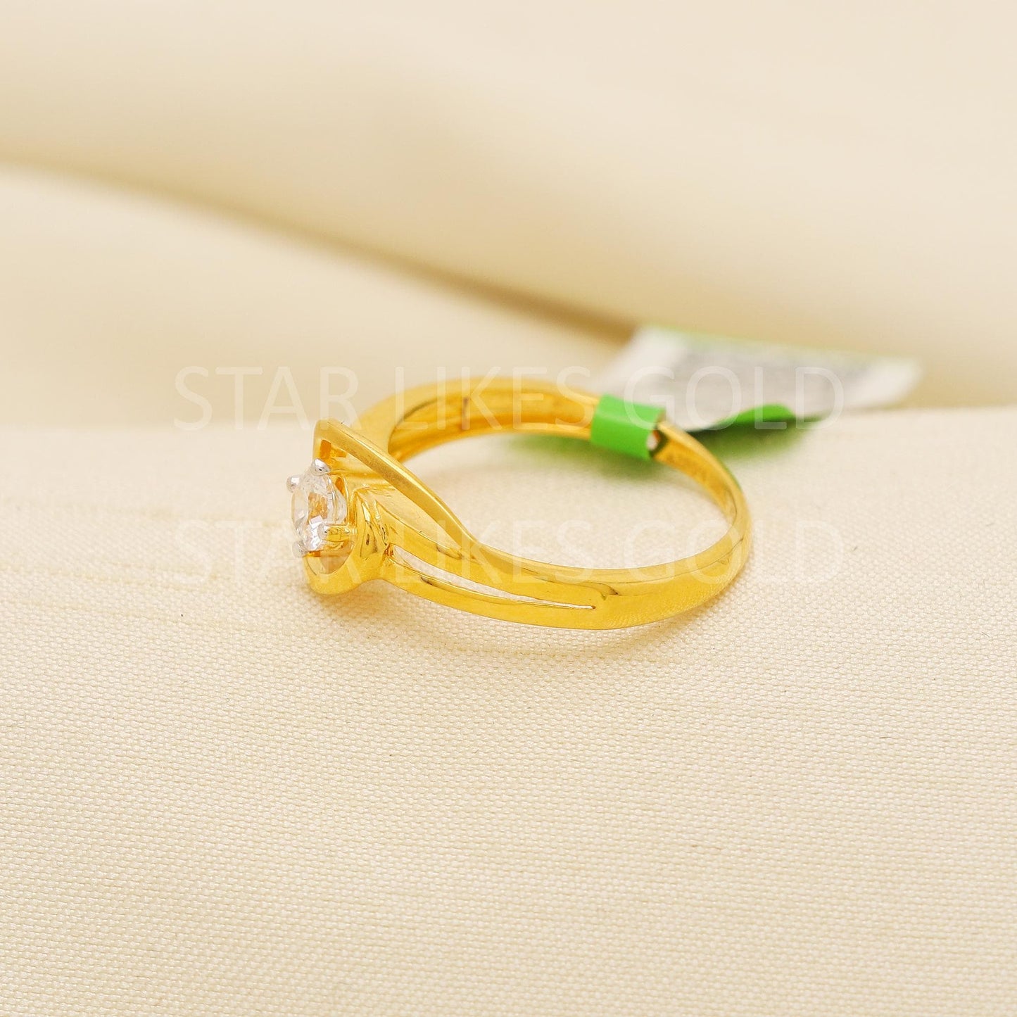 Stunning 22K Gold Solitaire-Inspired Ring with Modern Swirl Design, PR2171