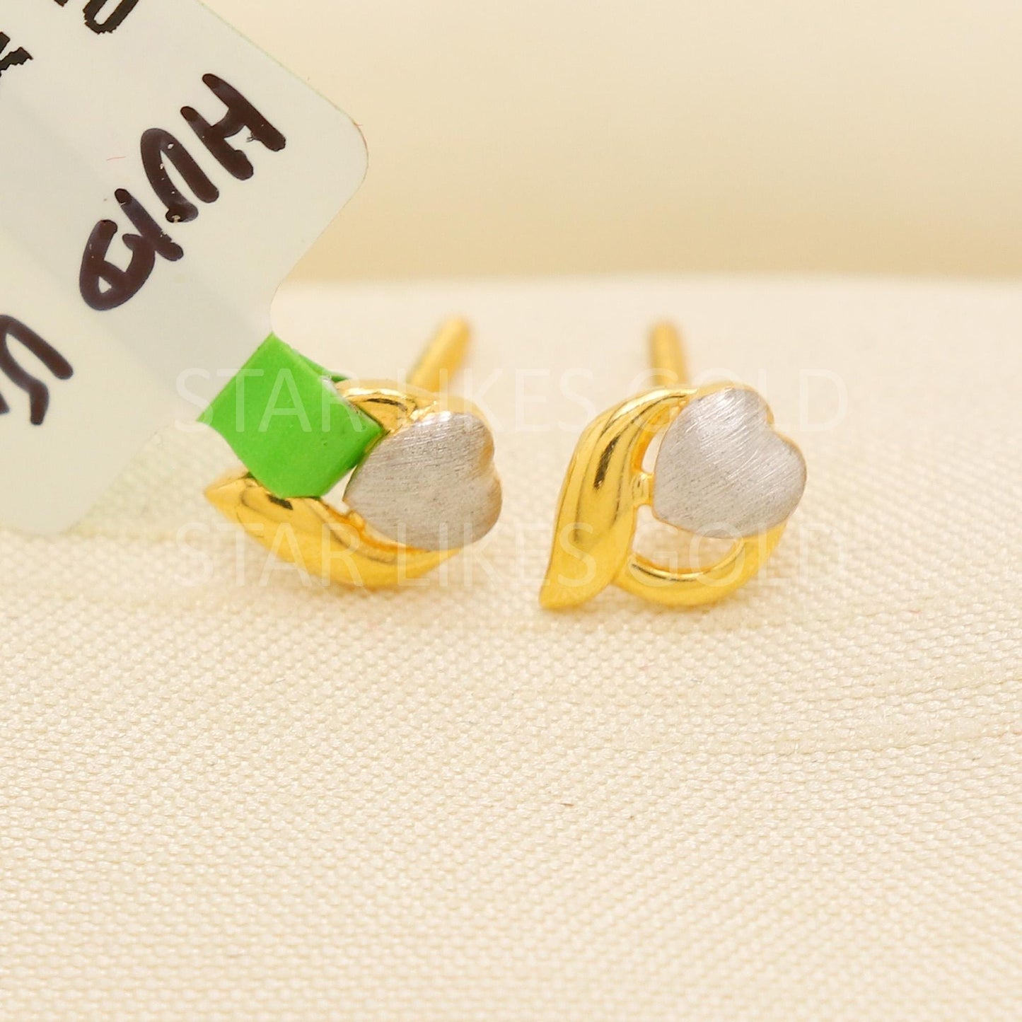 heart 22k 22 karat gold Two Tone earrings designer jewelry, PR2035