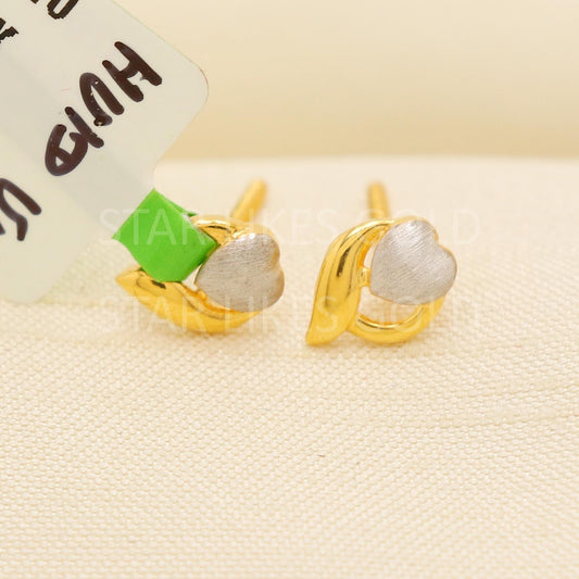 heart 22k 22 karat gold Two Tone earrings designer jewelry, PR2035