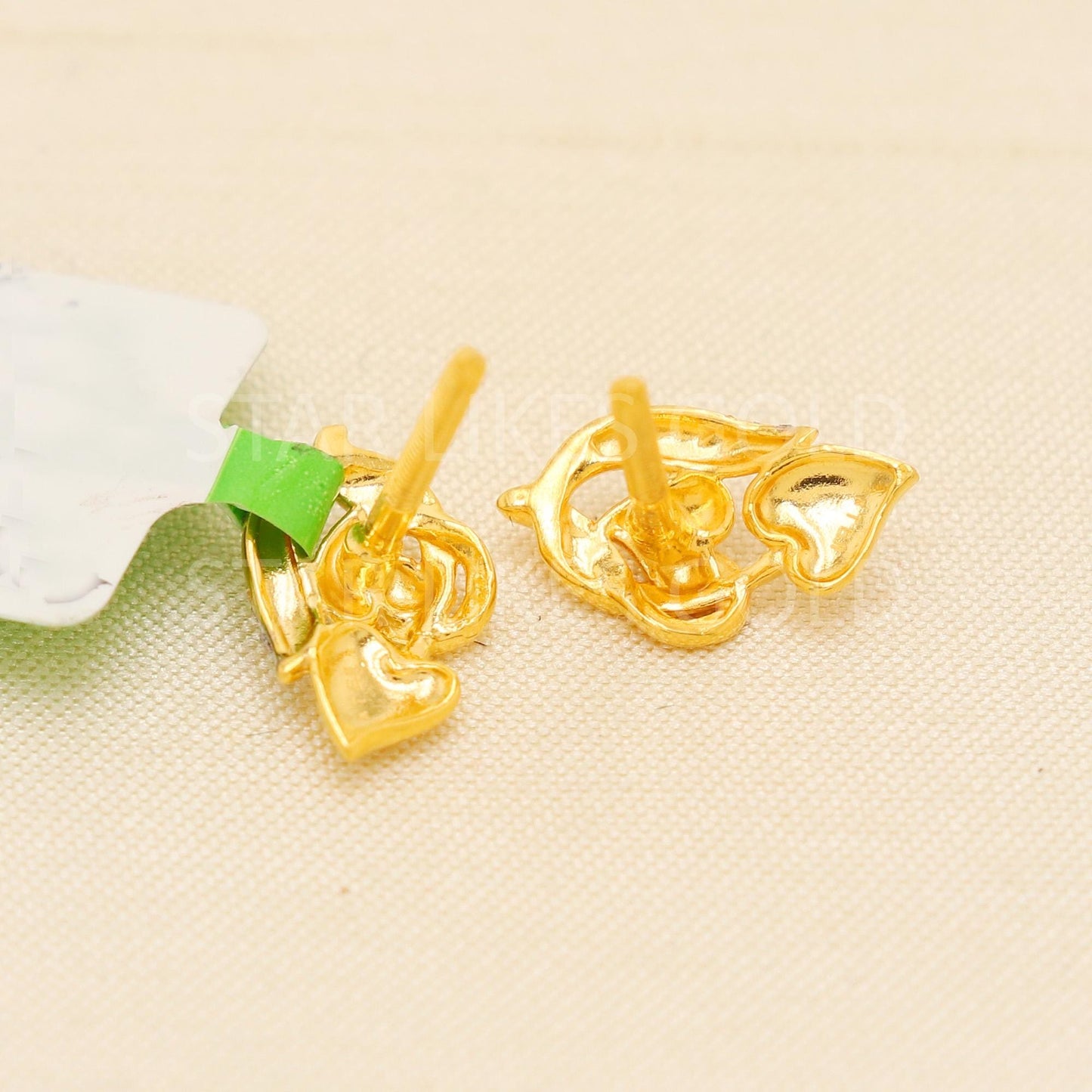Two Tone 22K Gold Stud Earrings | Unique Design | Modern Fine Designer Jewelry 916 Hallmark, PR2038