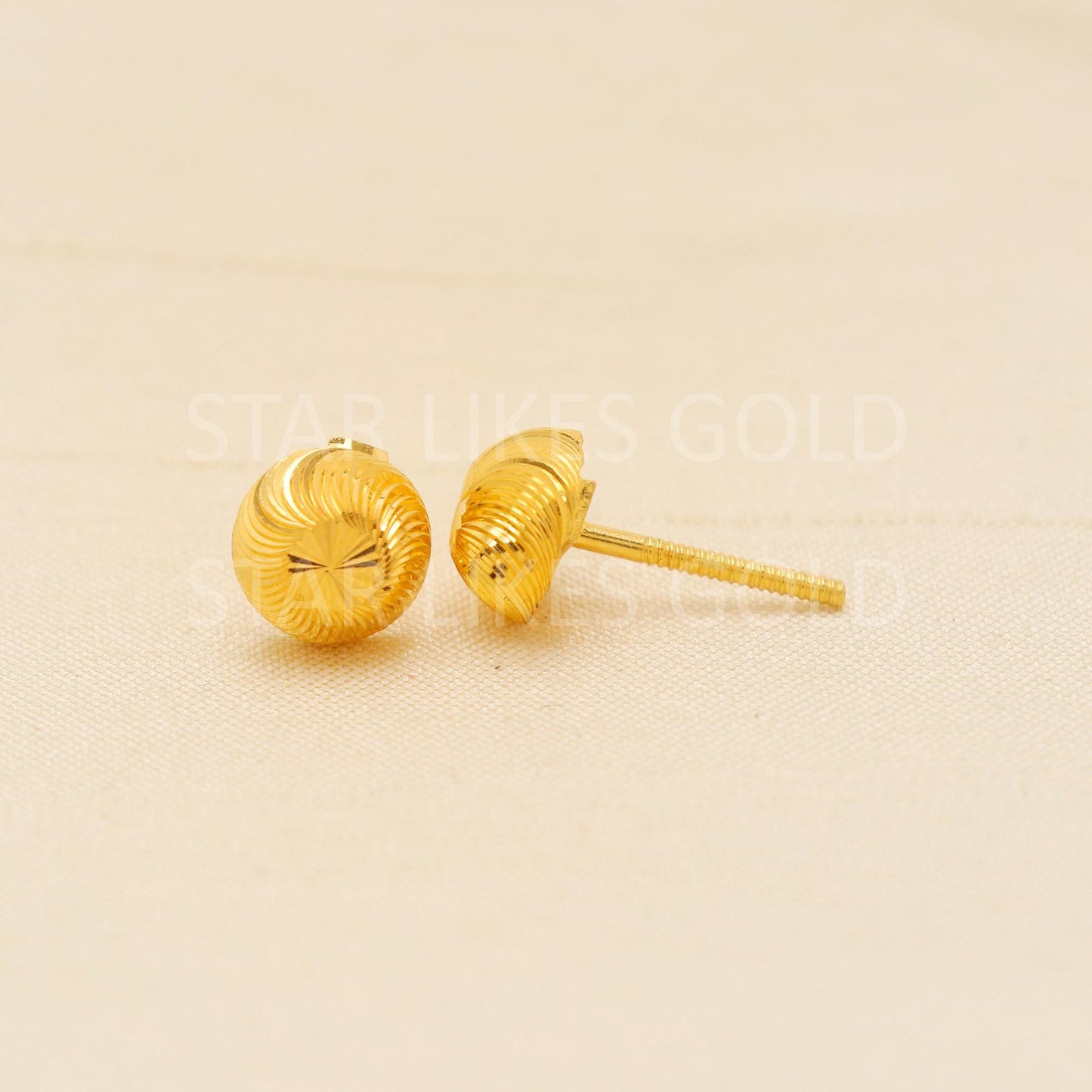Designer Pure 18k 18 karat gold small stud earrings jewelry, PR2058