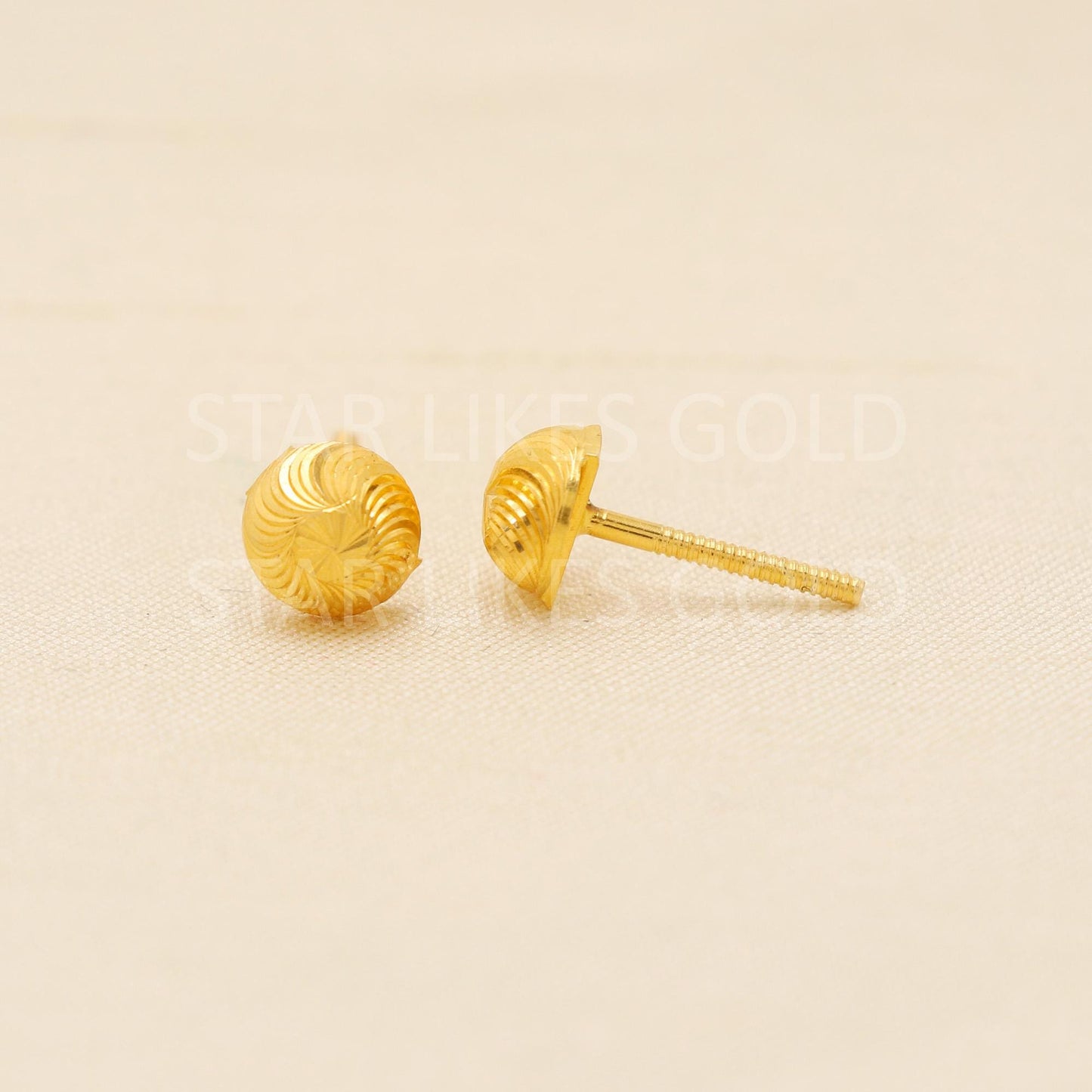 Small 18k Gold Studs, Everyday Earrings, Simple Gold Studs, Gold Spiral Design Studs,  Anniversary Gift