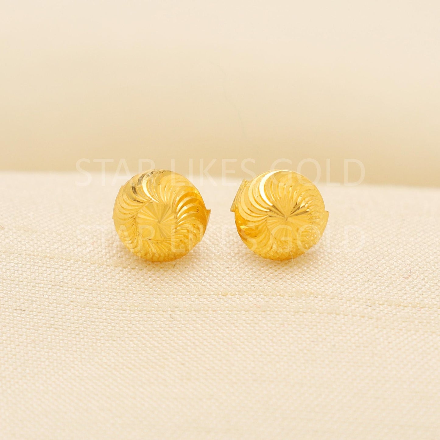 Small 18k Gold Studs, Everyday Earrings, Simple Gold Studs, Gold Spiral Design Studs,  Anniversary Gift