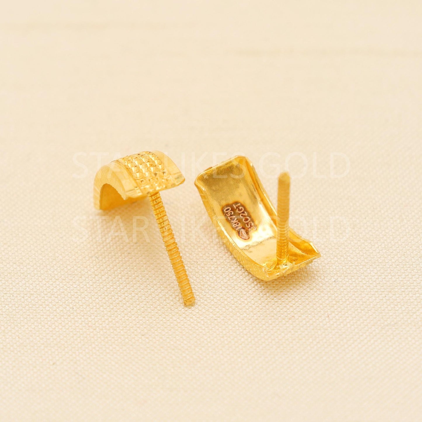 Exquisite 18k Gold Ornate Stud Earrings with Hallmark Assurance, PR2060