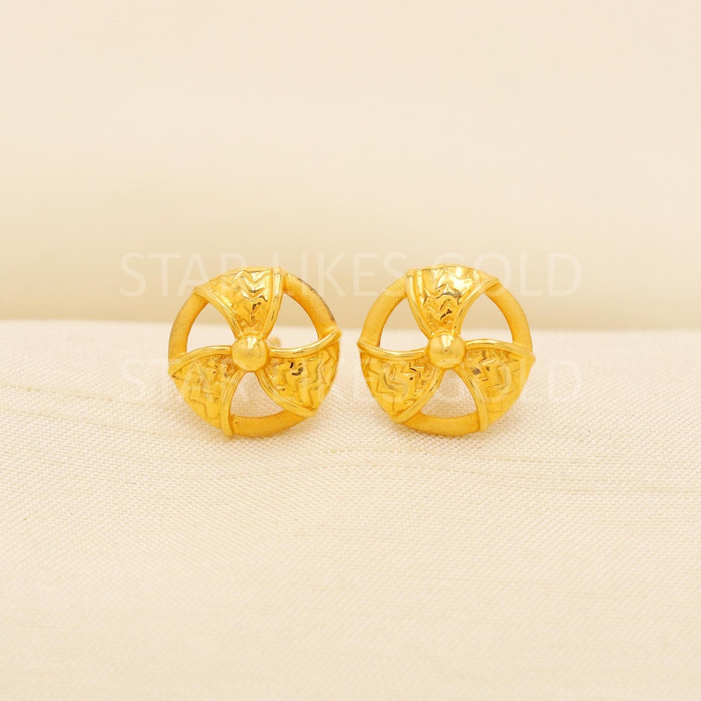 22k Gold Studs, Spiral flower Fine Earrings, Solid Gold Jewelry, Dainty Studs, Anniversary Gift, Gift for Her, PR2070