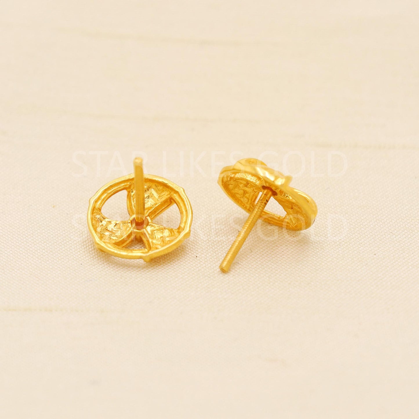 22k Gold Studs, Spiral flower Fine Earrings, Solid Gold Jewelry, Dainty Studs, Anniversary Gift, Gift for Her, PR2070
