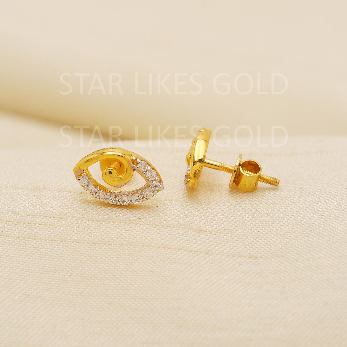 Bird 18K Gold Stud Earrings Secure Screw Back Romantic Jewelry, PR2194