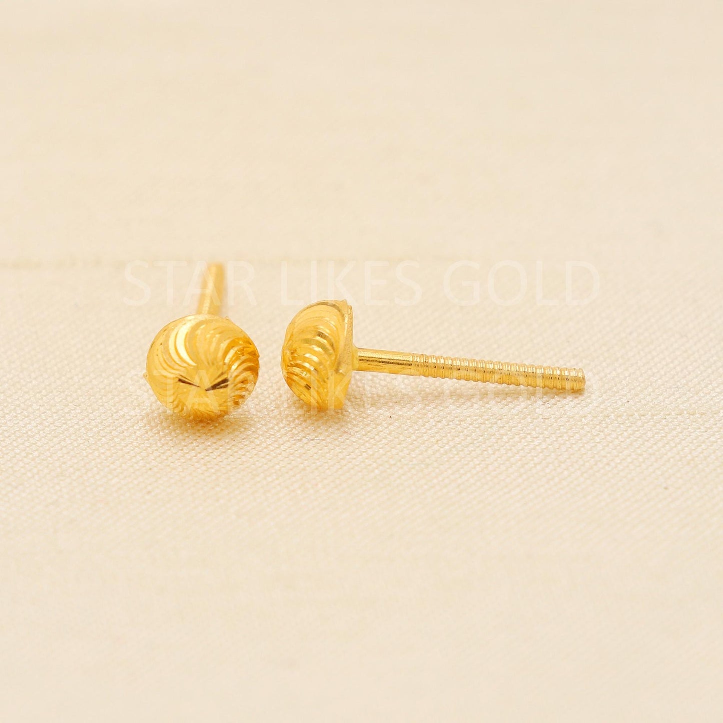 Small 18k Gold Studs, Everyday Earrings, Simple Gold Studs, Gold Spiral Design Studs,  Anniversary Gift, PR2064